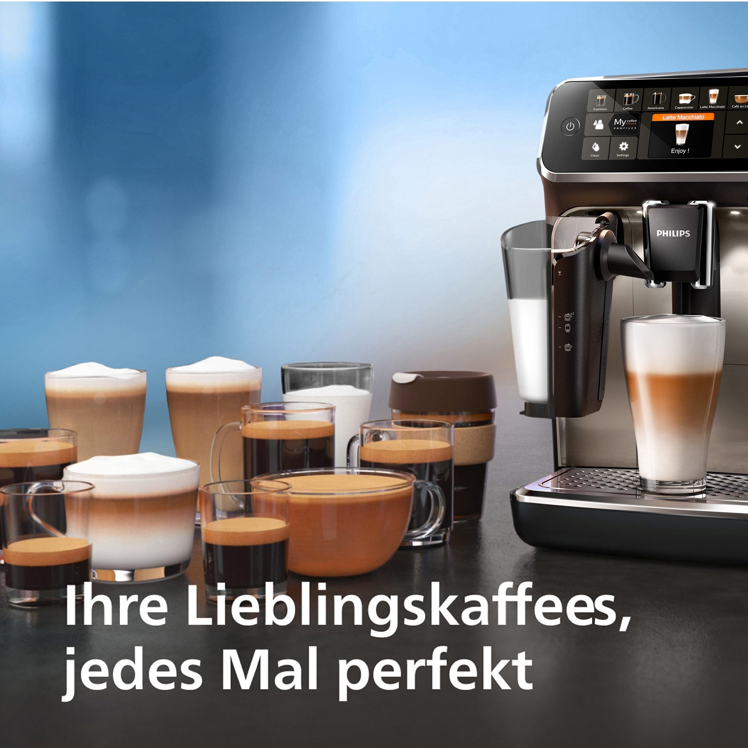 Philips Kaffeevollautomat 5400 Series EP5447/90 LatteGo 12 Kaffeespezialitäten und 4 Benutzerprofilen