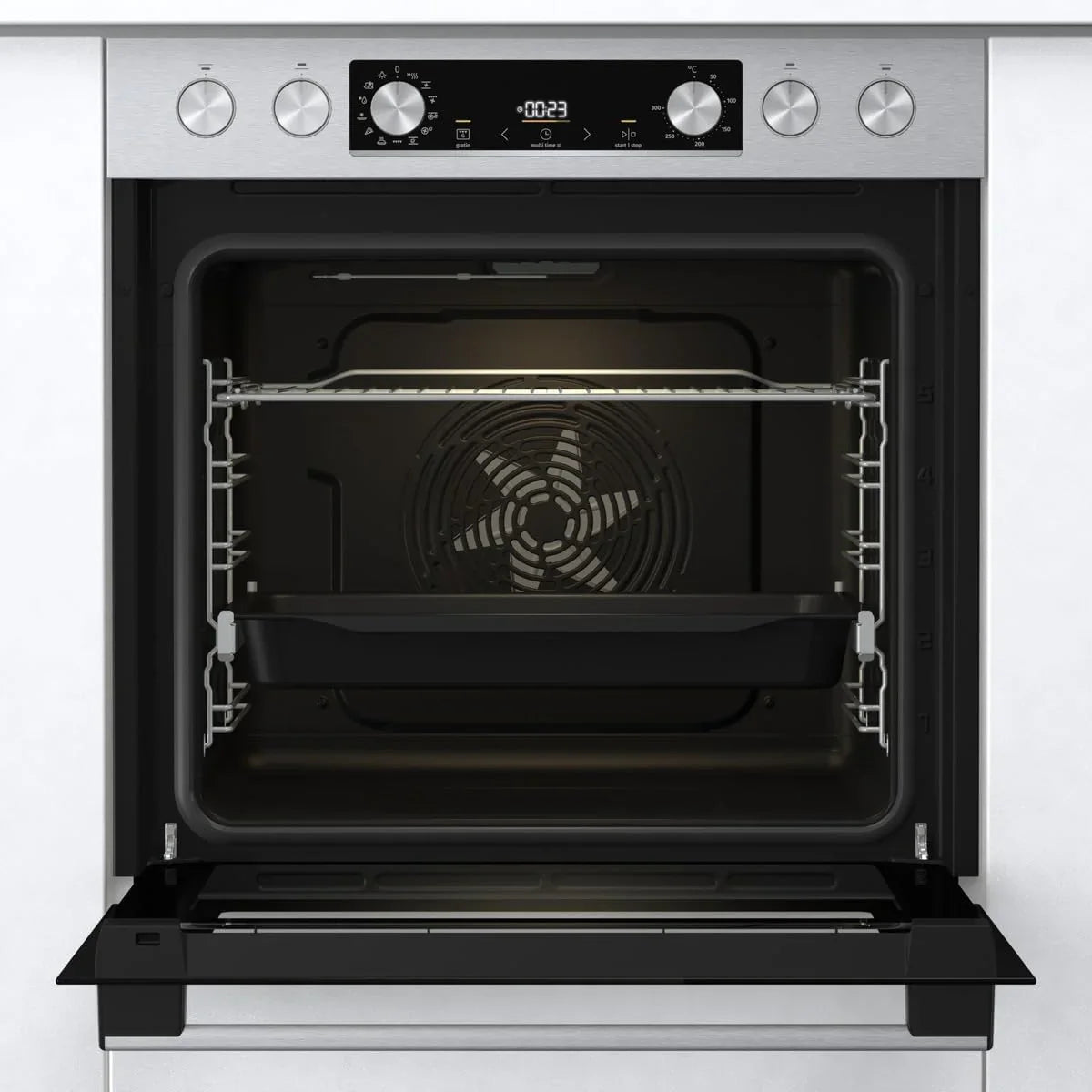 Gorenje Einbauherd Set Edelstahl Glaskeramik Kochfeld 77 L ExtraSteam