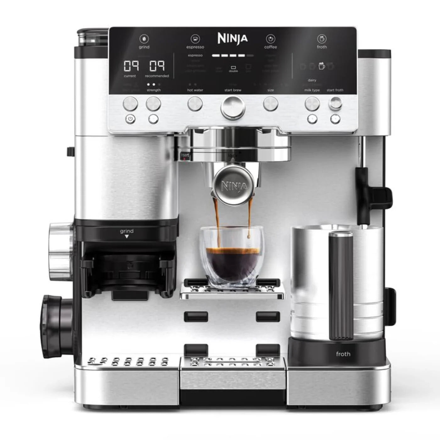 Ninja Luxe Premier 3-in-1 Kaffeemaschine mit Mahlwerk und Milchaufschäumer