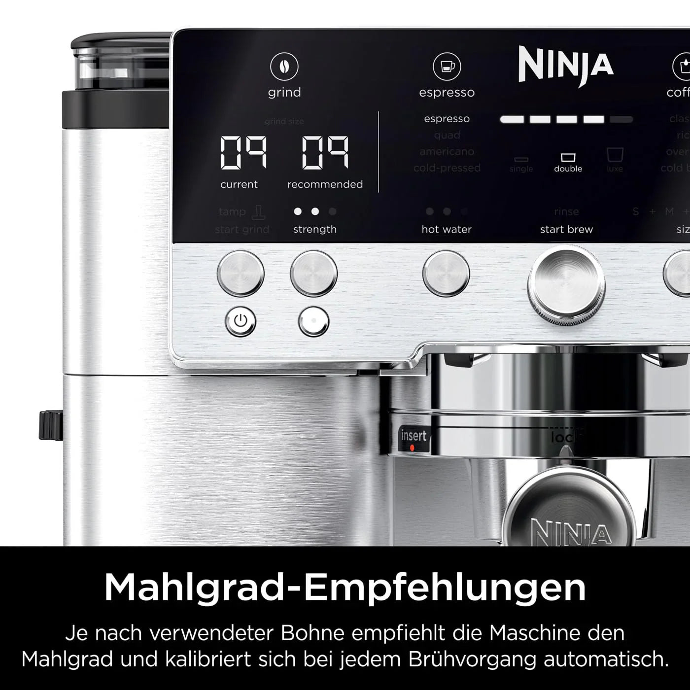 Ninja Luxe Premier 3-in-1 Kaffeemaschine mit Mahlwerk und Milchaufschäumer