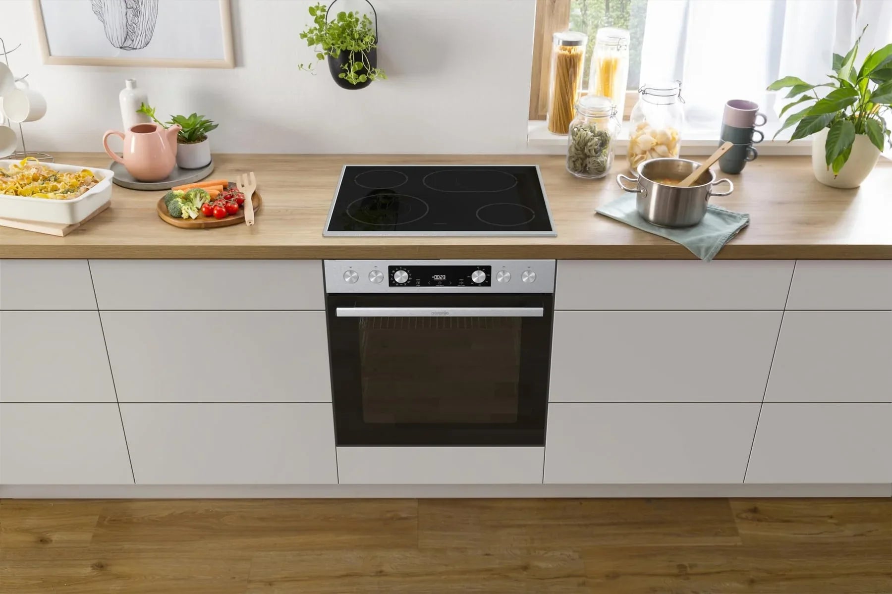 Gorenje Einbauherd Set Edelstahl Glaskeramik Kochfeld 77 L ExtraSteam