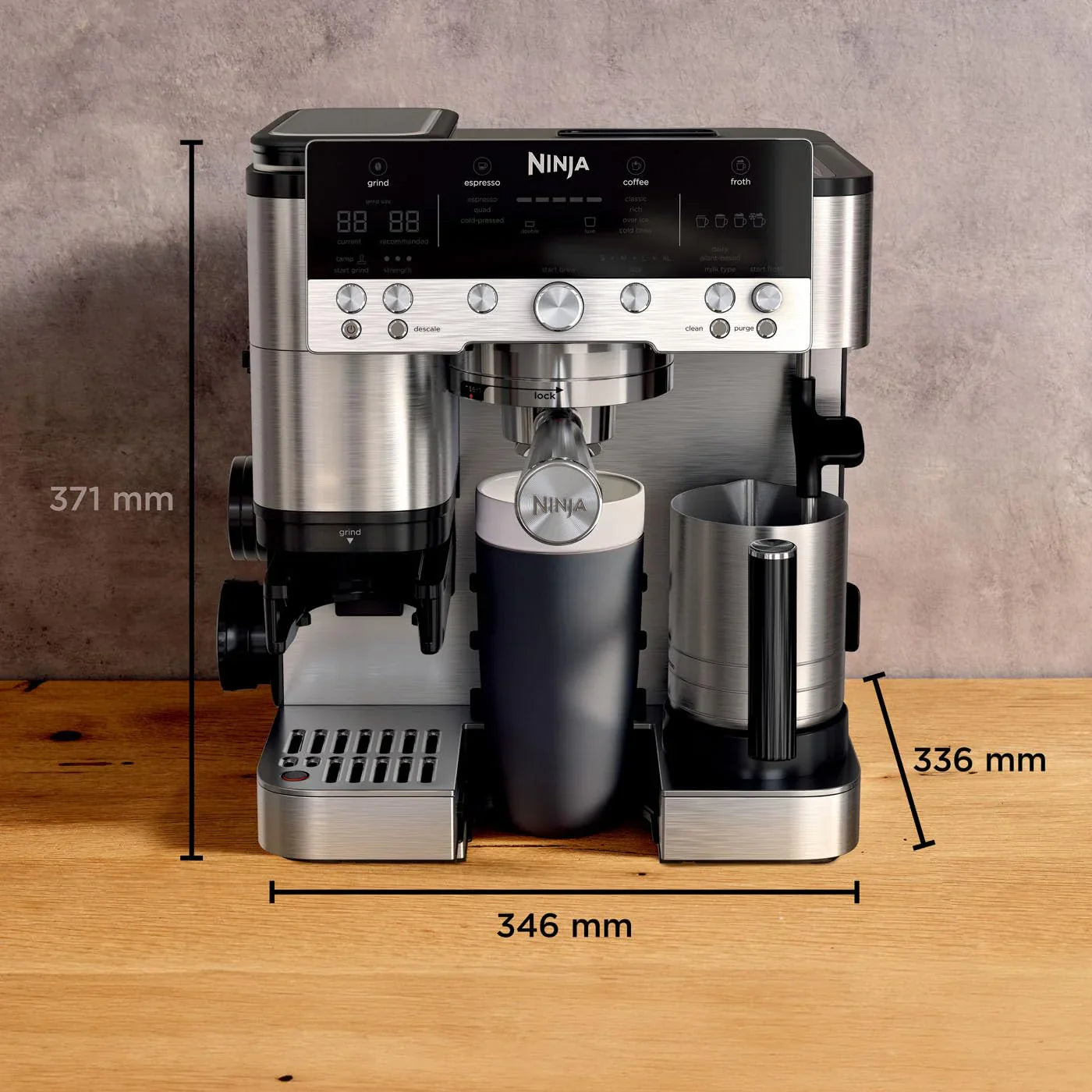 Ninja Luxe Premier 3-in-1 Kaffeemaschine mit Mahlwerk und Milchaufschäumer