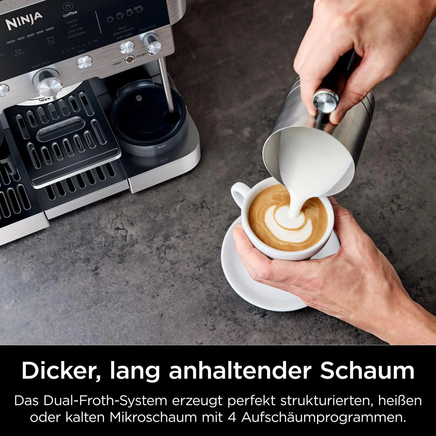 Ninja Luxe Premier 3-in-1 Kaffeemaschine mit Mahlwerk und Milchaufschäumer