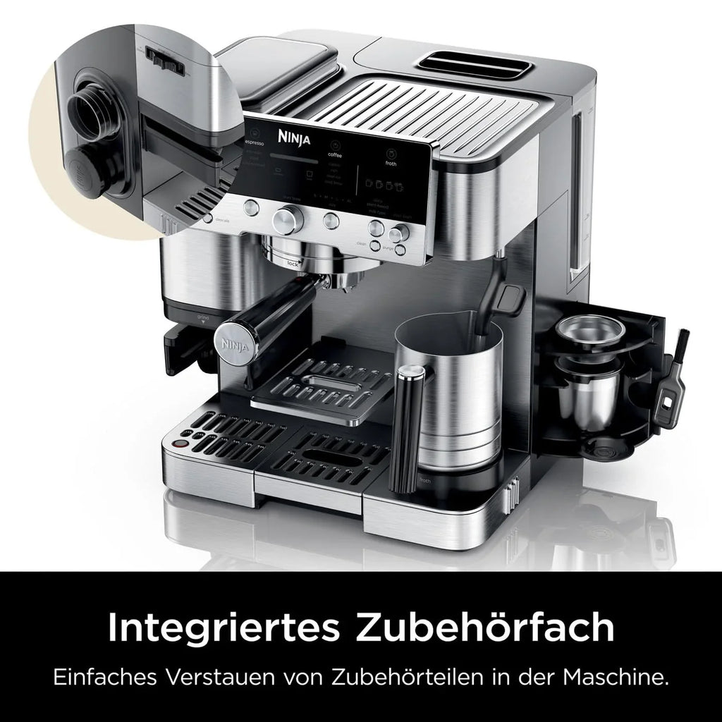 Ninja Luxe Premier 3-in-1 Kaffeemaschine mit Mahlwerk und Milchaufschäumer
