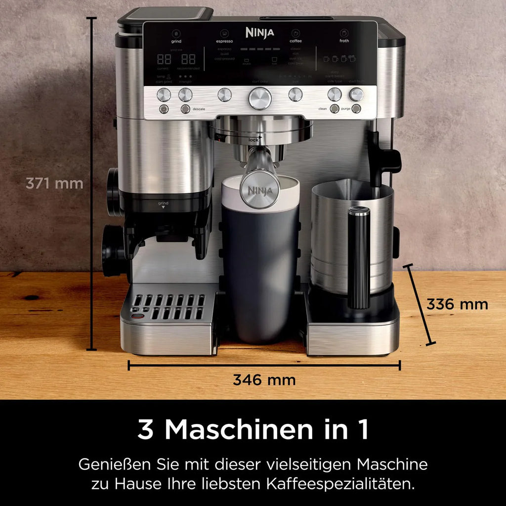 Ninja Luxe Premier 3-in-1 Kaffeemaschine mit Mahlwerk und Milchaufschäumer