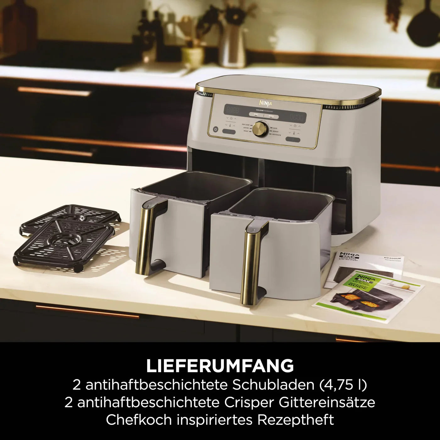 Ninja Dual Zone Digital Air Fryer Heißluftfritteuse 9,5 L mit 2 Garzonen