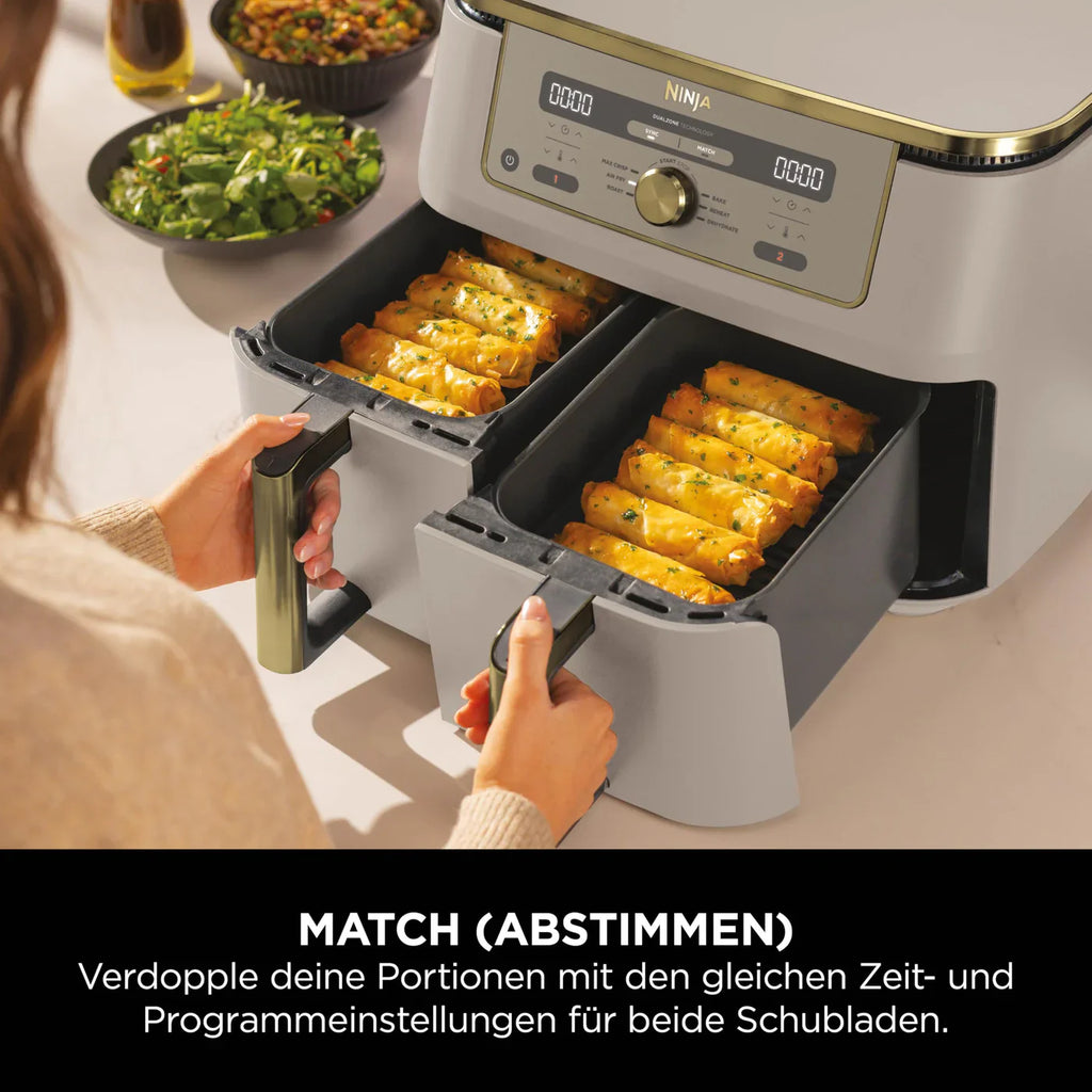 Ninja Dual Zone Digital Air Fryer Heißluftfritteuse 9,5 L mit 2 Garzonen