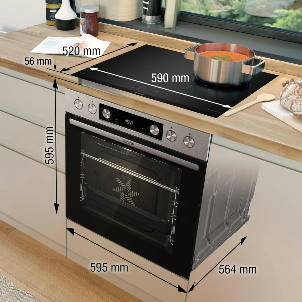 Gorenje Einbauherd Set Edelstahl Glaskeramik Kochfeld 77 L ExtraSteam