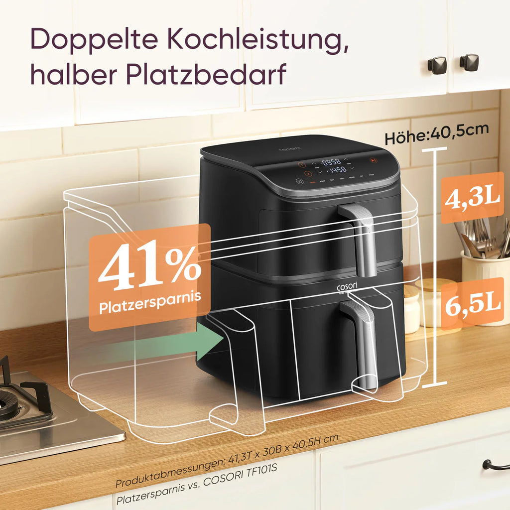 COSORI Turbo Tower Pro Smart Airfryer Heißluftfritteuse 10,8 L Silbergrau
