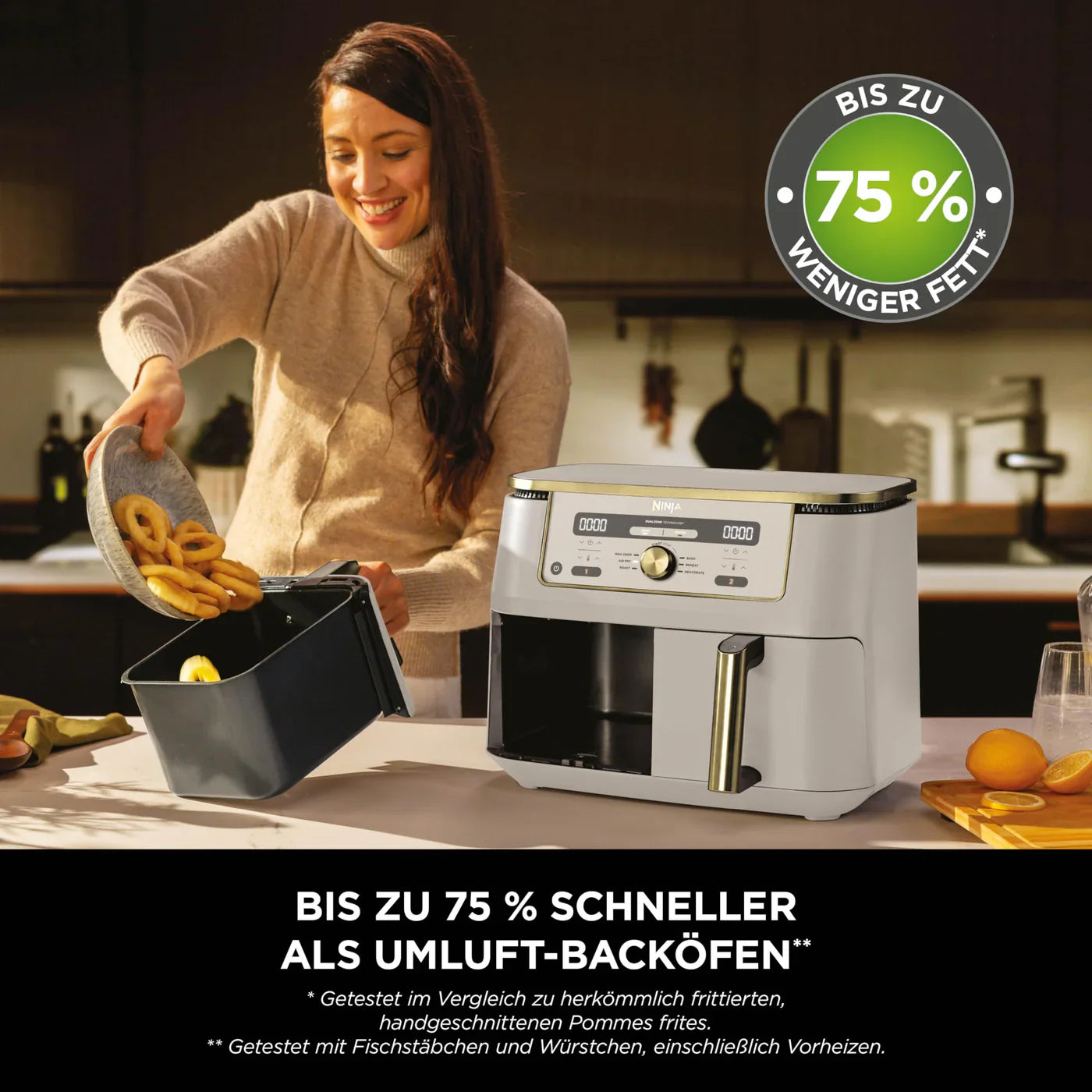 Ninja Dual Zone Digital Air Fryer Heißluftfritteuse 9,5 L mit 2 Garzonen