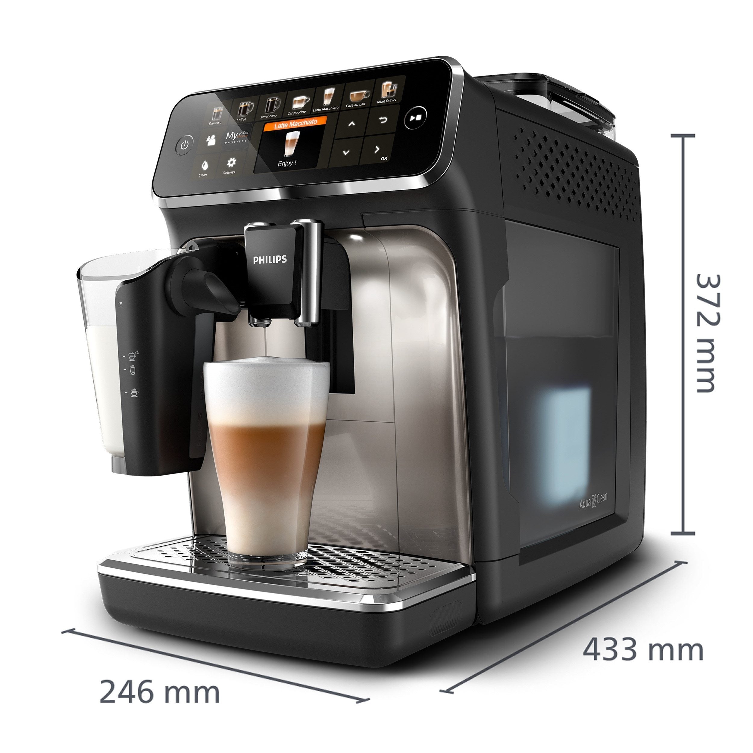 Philips Kaffeevollautomat 5400 Series EP5447/90 LatteGo 12 Kaffeespezialitäten und 4 Benutzerprofilen