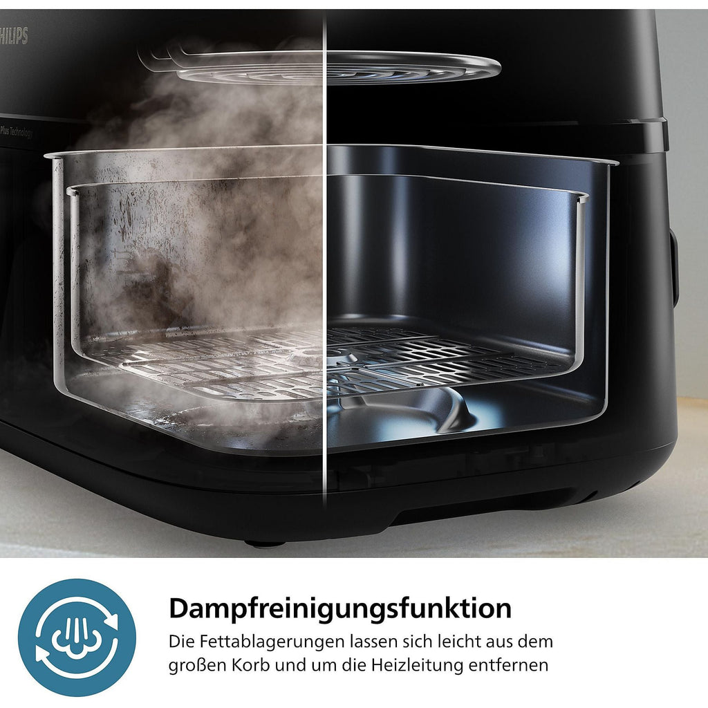 PHILIPS NA555/00 Steam Airfryer 5000 Series Dual Basket 9L Kapazität (3L+6L) Dampfgarer & Heißluftfritteuse