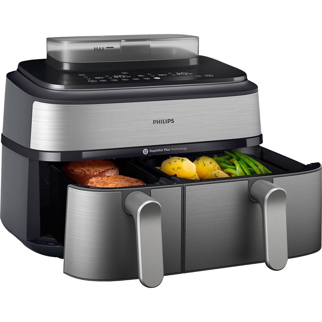 PHILIPS NA555/00 Steam Airfryer 5000 Series Dual Basket 9L Kapazität (3L+6L) Dampfgarer & Heißluftfritteuse